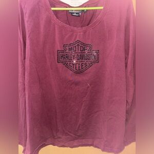 Y2K Harley Davidson Burgundy Long-sleeved top!